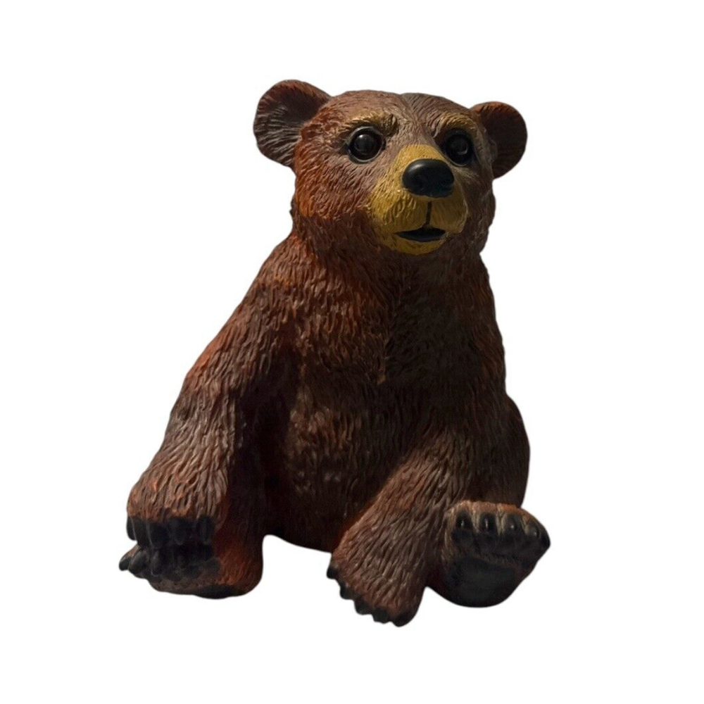 Vintage Sitting Bear Cub Grizzly Figurine Resin Wildlife Rustic Decor Brown Bear